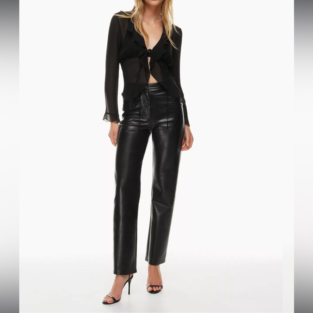 Aritzia Black Straight Leg Faux Leather Pants